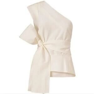 Narcisco Rodriguez NWT Faille Origami Top size 40 pearl white abstract wrap top
